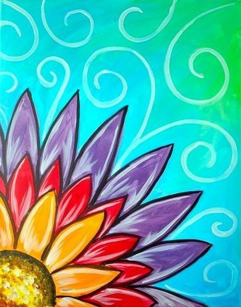 Pin by Misty Freeman O'Neill on Sip and Paint | Flower painting canvas, Simple canvas paintings, Whimsical paintings Stool Painting, Abstract Sketchbook, Painted Pavers, Card Painting, Garden Mural, Water Coloring, Fence Art, Whimsical Paintings, Rainbow Flower