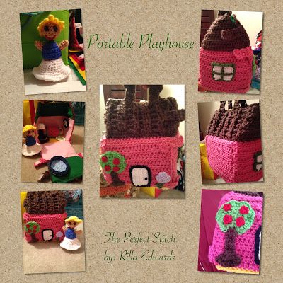 Crochet Doll House, Playhouse for On-the-Go...FREE pattern.  --The Perfect Stitch...: "On-The-Go" Playhouse...FREE pattern!!!! Crochet Playset, Crochet Doll House, Grandchildren Activities, Diy Gifts To Make, Crochet Toddler, Haken Baby, Crochet Creations, Magic Circle, Glue Crafts