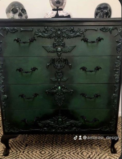 Goth Houses, Gothic Decor Bedroom, Goth Bedroom, Gothic Room, Gothic Bedroom, Black Drawers, Gothic Furniture, Dark Home Decor, Goth Home