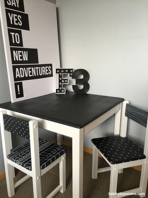 12 Upcycled Kids Table Makeovers - Create a cool kids table set - from Habitat by Resene Paint Kids Table, Ikea Kids Table, Bathroom Stalls, Diy Kids Table, Kids Table Set, Say Yes To New Adventures, Toddler Hacks, Smart Table, Outdoor Table Tops