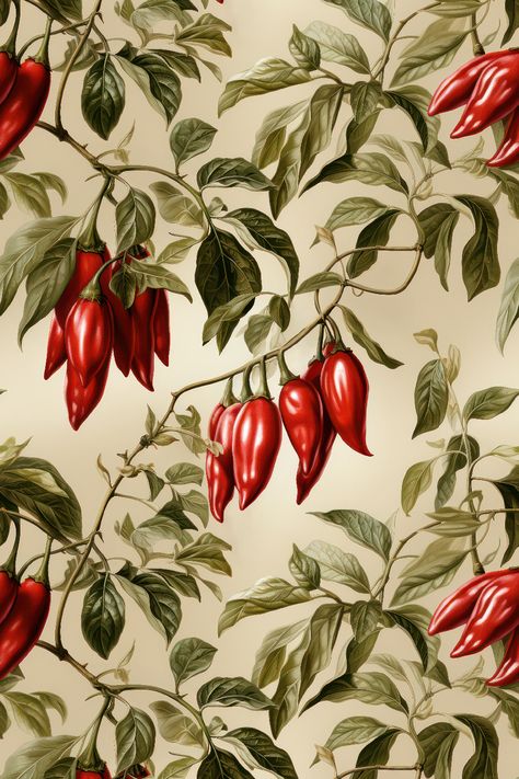 Chili Pepper Wallpaper, Jalapeno Photography, Botanical Label Design, Peppers Aesthetic, Pepper Wallpaper, Hot Peppers, Chili Pepper Tattoo, Peppers, Gcse Art Sketchbook