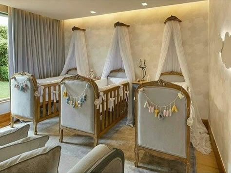 Quadruplets Nursery, Triplets Bedroom, Triplets Nursery, Luxury Baby Nursery, Baby Nursery Inspiration, Nursery Room Design, Baby Room Inspiration, Dream House Rooms, Luxury Baby