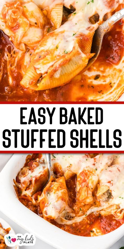 Try these delicious Italian stuffed shells with ground beef! Stuffed pasta shells are an easy and cozy meal that the whole family will enjoy, and will bring everyone round the dinner table, plus they are great to prep ahead for busy days. Stuffed Jumbo Shells Recipe Ground Beef, Ground Beef Stuffed Shells, Stuffed Shells With Ground Beef, Jumbo Stuffed Shells, Shells With Ground Beef, Jumbo Shell Recipes, Baked Stuffed Shells, Italian Stuffed Shells, Stuffed Shells With Meat