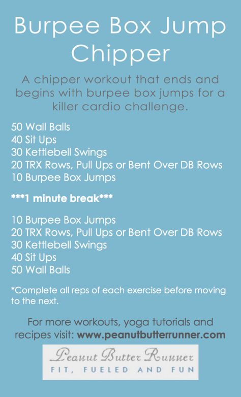 Burpee Box Jump Chipper Workout | Chipper Workout, Box Jump Workout, Wods Crossfit, Jump Workout, Cardio Challenge, Crossfit At Home, Crossfit Wods, Chippers, Wod Workout