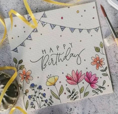 Happy Birthday Cards Handmade, Happy Birthday Cards Diy, Anniversaire Diy, Creative Birthday Cards, Watercolor Birthday Cards, Birthday Card Drawing, Diy Birthday Gifts For Friends, Funny Text Conversations, Watercolor Birthday