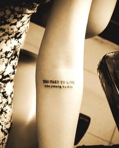 "Too fast to Live..Too young to die"..Interesting. Rarest Tattoos, Live To Die Tattoo, Live Fast Tattoo, Die Young Tattoo, Live Fast Die Young Tattoo, Live With No Regrets Tattoo, Too Fast To Live Too Young To Die, If We Live Fast Let Us Die Young Bts, Rare Tattoos