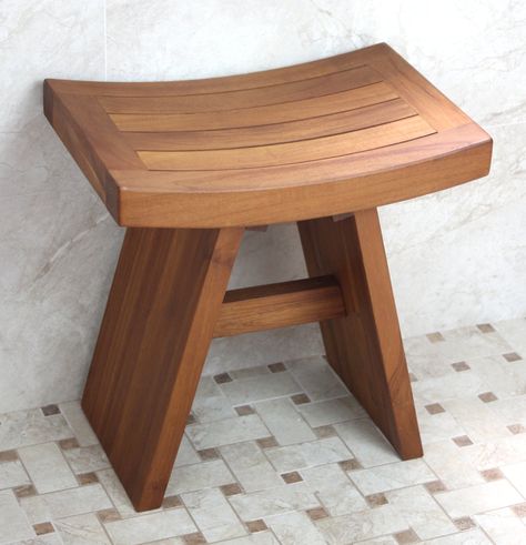 Amazon.com - 18" Traditional Asia Teak Shower Bench - From the Asia Collection - Shower And Bath Safety Seating And Transfer Products Bath Meditation, Teak Shower Seat, Teak Shower Stool, Meditation Stool, Teak Bath, Bathroom Bench, Teak Shower Bench, Teak Bathroom, Bath Stool