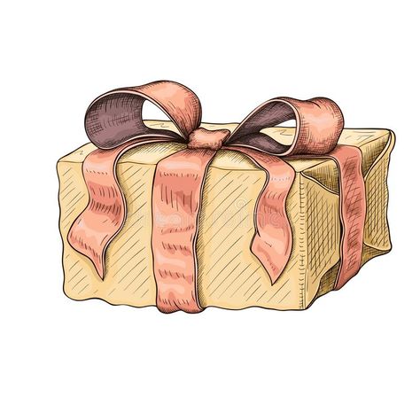 Present Box Illustration, Gift Icon, Present Drawing, Box Illustration, Gallery Wall Printables, Websites Templates, Bow Drawing, Present Box, Note Doodles