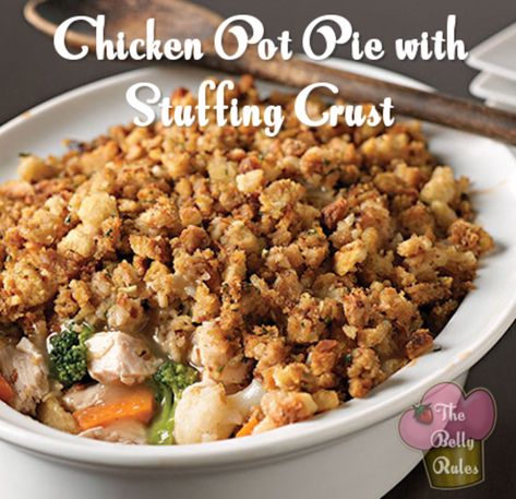 Chicken Pot Pie with Stuffing Crust Chicken Pot Pie With Stuffing Crust, Chicken Pot Pie With Stuffing, Stuffing Pot Pie, Stuffing Pie, Stuffing Crust, Venison Chili Recipe, Dutch Oven Pot Roast, Oven Pot Roast, Chicken Crust