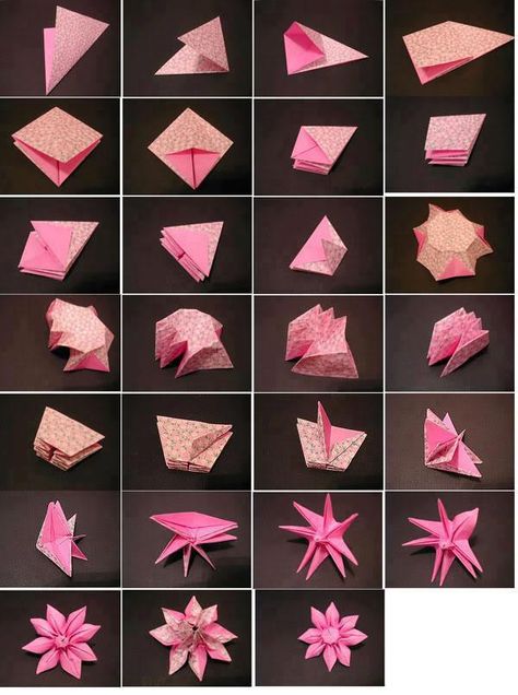 bloem vouwen Diy Origami Home, Diy Origami Home Decor, Origami Home Decor, Origami Flowers Tutorial, Tutorial Origami, Cute Origami, Origami For Beginners, Origami Love, Origami And Kirigami