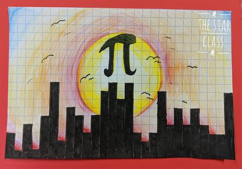 Maths + Art for Pi Day! Pi Day Art Projects, Liczba Pi, Pi Day Art, Pi Math Art, Maths Art, Pi Art, Pi Math, Steam Art, 7th Grade Art