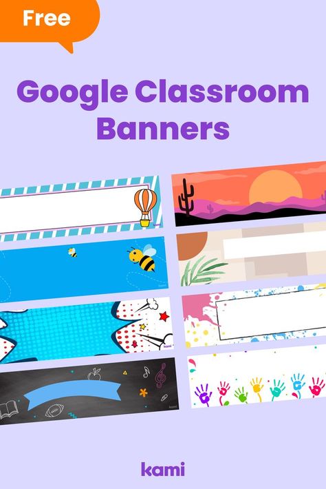 Free Google Classroom banners on a purple background, multi colour fun banners. Google Classroom Banner Aesthetic, Teacher Banner Classroom Decor, Reading Banners Classroom Decor, Google Classroom Banner, Google Classroom Headers Free, Labeling Classroom Library, Classroom Library Labels Free Editable, Welcome Banners, Classroom Background