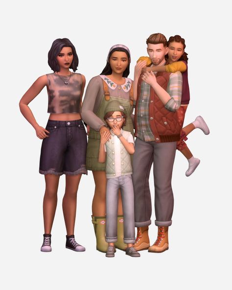 these are the lovely people from the cottagecore pack, i'll also be sharing the rest of townsfolk that are not in the world! on the meantime, the rest of my cc free makeovers are here :) as usual th… Sims 4 Makeover Townies, Sims Ideas People, Sims4 Family, Homeless Clothes, Sims Lookbook, 4 Characters, Save File, Sims 4 Characters, Sims 4 Clothing