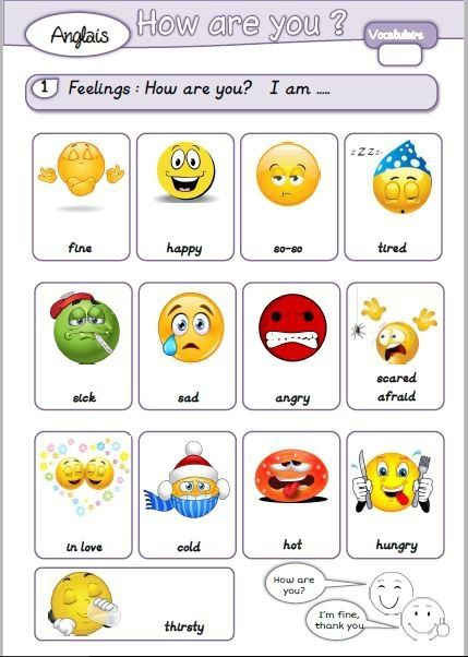 - Fiche péda les sentiments.doc Merci aux auteurs de toutes les ressources que j'utilise.  - how are you bd.docx  - how are you happy english.docx  - how are you vocabulary.docx  - sentiments anglais ben.docx Amorce de séance : DECOUVERTE DE LA NOTION... English Primary School, Emotions Preschool, Kids Feelings, Emotions Activities, English For Beginners, Learning English For Kids, English Games, Kids English, English Lessons For Kids
