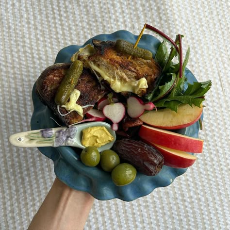 Raclette grilled cheese on seeded cranberry hazelnut sourdough, lemony dandelion greens, pink lady apple, radish, date, warm herbed almonds… | Instagram Aimee France, Castelvetrano Olives, Dandelion Greens, Healthy Food Motivation, Snack Plate, Pink Lady, Food Is Fuel, Food Obsession, Food Inspo