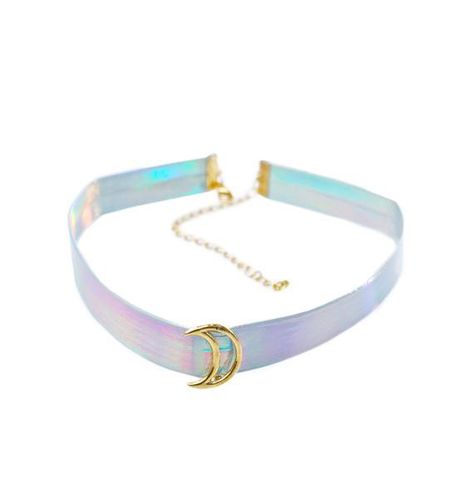 Holographic Choker, Holographic Fashion, Coachella 2017, Moon Choker, Rave Accessories, Rave Outfits, Half Moon, Dolls Kill, Cute Jewelry