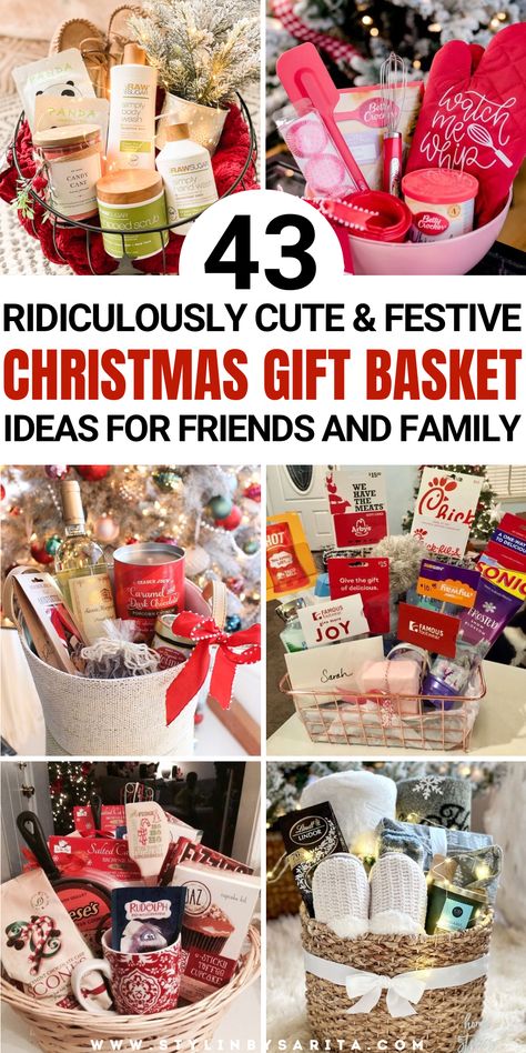 DIY Christmas gift basket ideas Fun Gift Giving Ideas, Practical Gift Baskets, Christmas Diy Baskets Ideas, Coworker Christmas Gift Basket Ideas, Diy Christmas Baskets For Couples, Christmas Breakfast Basket Ideas, Christmas Coffee Basket Gift Ideas, Gift Sets For Christmas, Gift Basket For Teachers Christmas