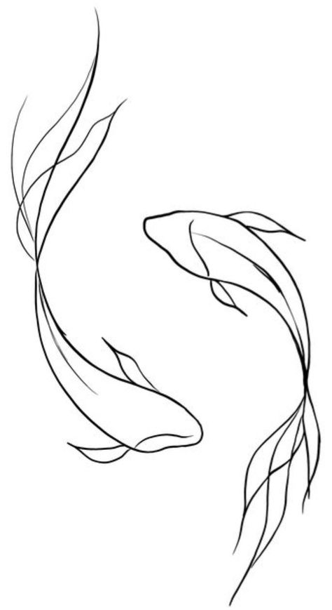 Easy Coi Fish Drawing, Koi Fish Doodle Simple, Coy Fish Outline, Koi Fish Outline Drawing, Japanese Art Easy To Draw, Coy Fish Doodle, Basic Fish Drawing, Jelly Fish Outline Drawings, Koi Fish Sketch Easy