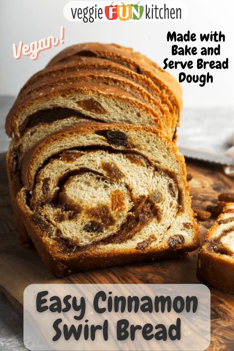 Homemade cinnamon swirl bread is easy to make using a prepared loaf of bake-and-serve bread or your favorite white bread recipe. The raisins, brown sugar, and cinnamon combine for a sweet cinnamon filling in this soft and fluffy swirl bread recipe. Using an already-prepared loaf of white bread dough makes this recipe a snap! You'll have the spicy fragrance of warm cinnamon bread on your table in no time at all! Vegan Bread Machine Recipes, Cinnamon Swirl Bread Recipe, Swirl Bread Recipe, Cinnamon Bread Easy, Cinnamon Bread Recipe, Cinnamon Filling, Swirl Bread, Cinnamon Swirl Bread, White Bread Recipe