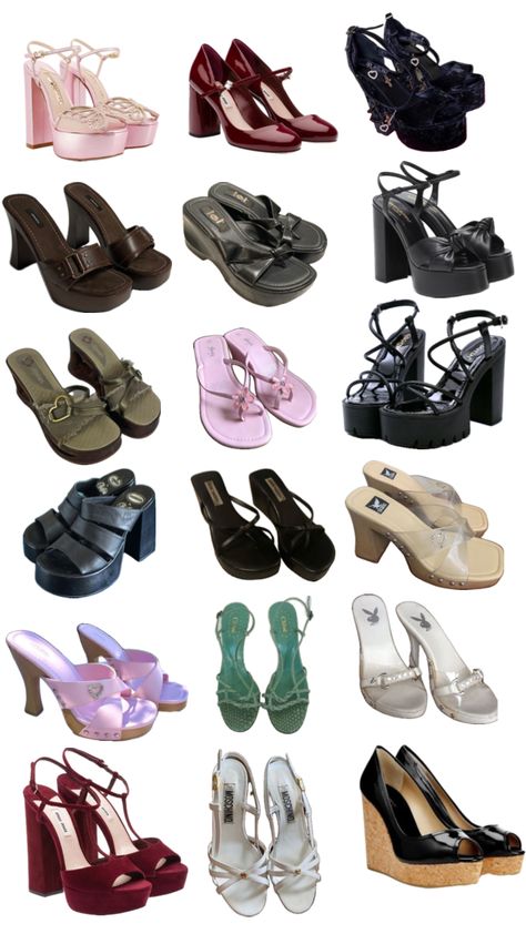 2000s Shoes, Y2k Heels, Goth Shoes, Outfits 2000s, Earthy Outfits, Outfit Layout, Personalized Shoes, Shoes Drawing, Heels Outfits