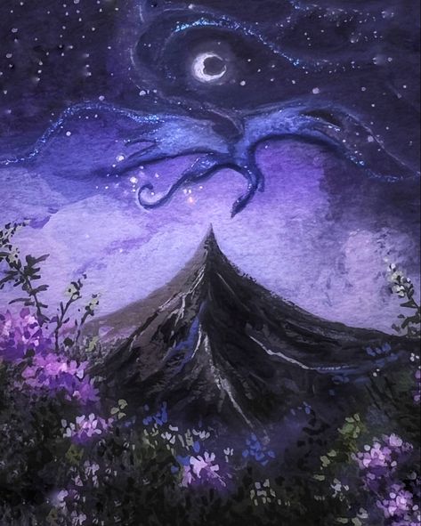 gouache miniature painting Gouache Fantasy Art, Night Dragon, Tartu Estonia, Magical Sky, Magical Art, Watercolor Trees, Mystical Creatures, Middle Earth, Miniature Painting