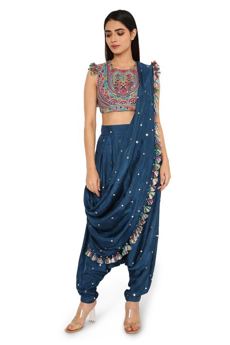 Low Crotch Pants, Dhoti Saree, Payal Singhal, Midnight Blue Color, Blue Saree, Indian Fashion Designers, 12 Weeks, Professional Cleaning, Blue Colour