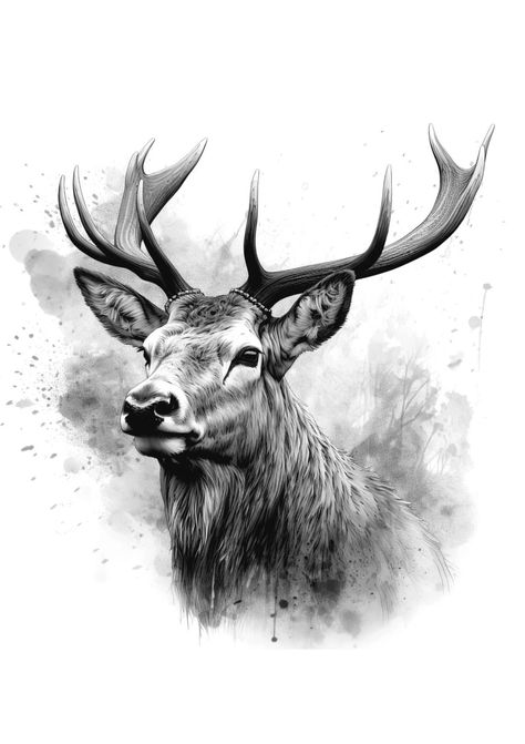 Geometric Elk Tattoo, Stag Drawing, Stag Tattoo Design, Elk Drawing, Elk Tattoo, Deer Portrait, Elk Pictures, Deer Tattoo Designs, Stag Tattoo