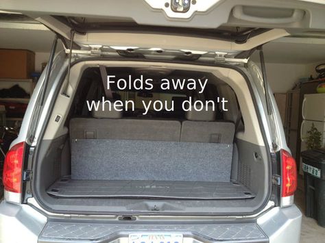 pops up when you need it; folds away when you don't Trunk Shelf, Suv Trunk Organization, Suv Storage, Auto Maintenance, Gazebo Plans, Family Suv, Camping 101, Organize Everything, Car Organization