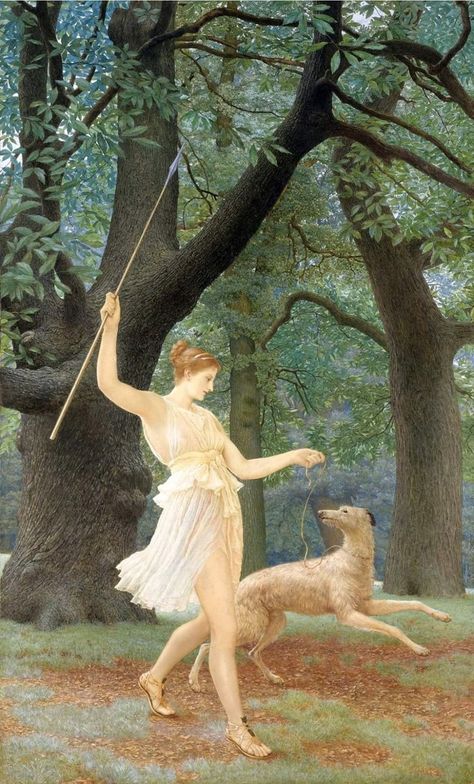 Artemis Goddess, Greyhound Art, Greek Gods And Goddesses, Greek And Roman Mythology, Greek Mythology Art, Holiday Painting, Roman Mythology, English Art, Mythology Art