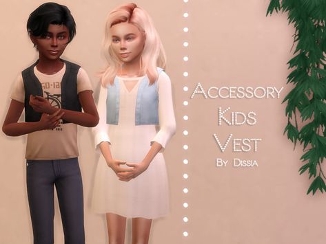 Sims 4 — Accessory Kids Vest by Dissia — Accessory Kids Vest 7 swatches Sims 4 Vest Accessory, Sims 4 Vest, Sims 4 Male, Masculine Clothing, Leaf Skirt, Sims 4 Children, Kids Vest, Male Clothing, Tie Skirt