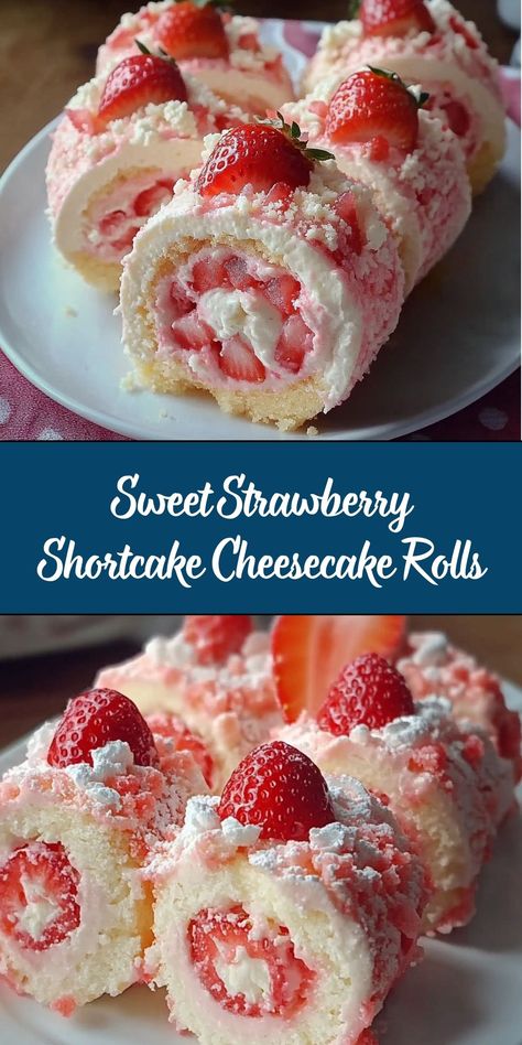 Delight your taste buds with these Sweet Strawberry Shortcake Cheesecake Rolls, a dessert that brings together the creamy richness of cheesecake and the fruity sweetness of strawberries. Perfect for special occasions or as a weekend treat, these rolls are a must-try for anyone who loves a combination of flavors and textures in their desserts. Strawberry Shortcake Roll Cake, Cheesecake Rolls, Strawberry Shortcake Cheesecake, Homemade Dough, Strawberry Cream Cheese, Crescent Roll Dough, Chocolate Delight, Healthy Homemade Recipes, Vanilla Wafers