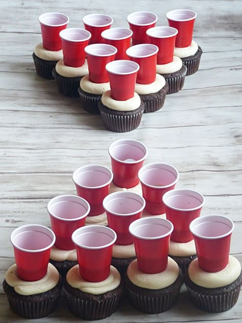 Beer Pong Cupcakes, 21st Birthday Diy, 17. Geburtstag, Guys 21st Birthday, 21 Party, 21st Birthday Girl, Beer Olympics, Trash Party, Birthday 21st