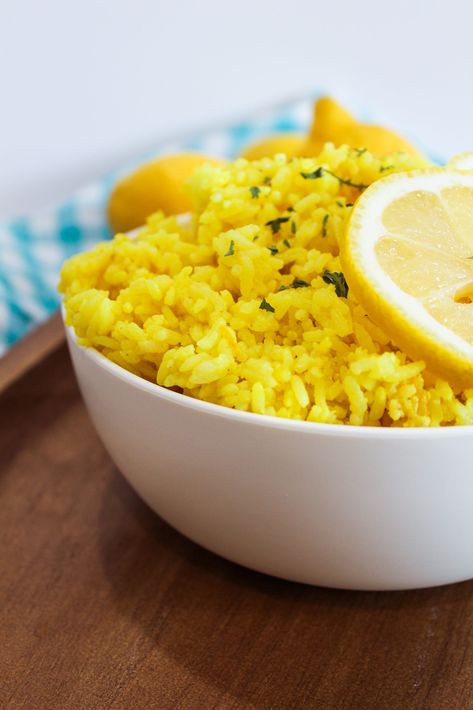 Instant Pot Lemon Rice Greek Rice Instant Pot, Rice Pilaf Instant Pot, Instant Pot Lemon Rice, Lemon Rice Pilaf, Greek Lemon Rice, Greek Rice, Vegetarian Chicken, Instant Rice, Lemon Rice