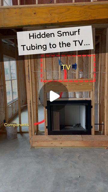 Hidden Cable Box Behind Tv, Hidden Tv Cables, Smurf Tubing, Hide Tv Over Fireplace, Hide Tv Cable, Tv Niche, Hide Tv Cords, Hide Tv Cables, Home Building Checklist