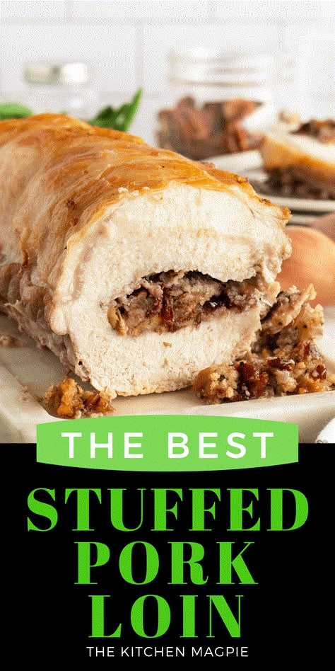 Stuffed Pork Loin Baked Pork Loin Recipes, Pork Loin Recipes Slow Cooker, Chunky Monkey Brownies, Tender Pork Loin, Baked Pork Loin, Loin Roast Recipes, Stuffed Pork Loin, Free Baby Quilt Patterns, Pork Loin Roast Recipes