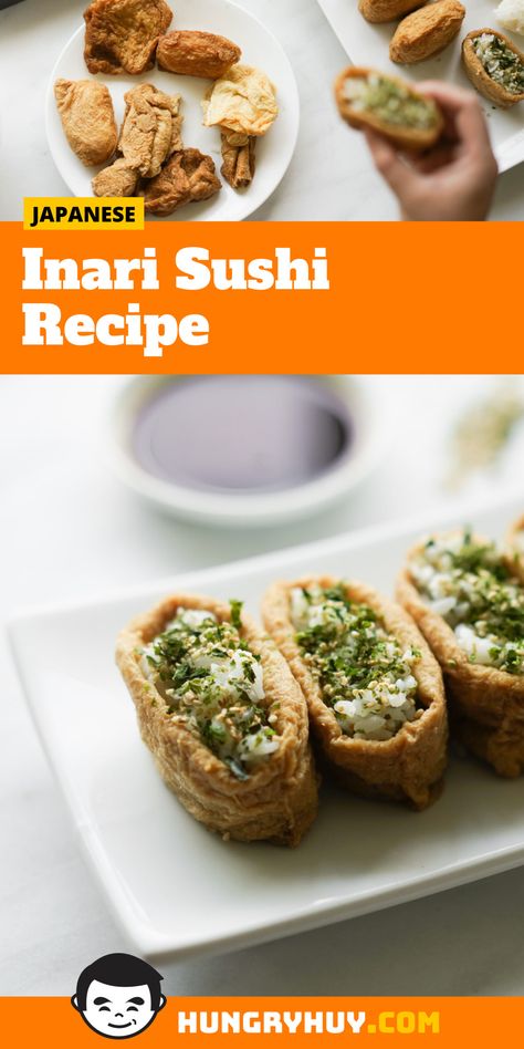 Inari Sushi Recipe Tofu Skin Sushi, Tofu Pockets, Making Sushi Rice, Vegan Japanese Food, Tofu Sushi, Inari Sushi, Tofu Skin, Deep Fried Tofu, Sushi Recipe