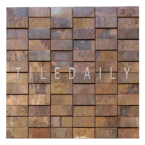 Rust Series Metal Mosaic – tiledaily Face Mosaic, Metal Mosaic, Wall Feature, 3d Tiles, Penny Round, Rusted Metal, Fireplace Wall, Round Design, Bar Cafe