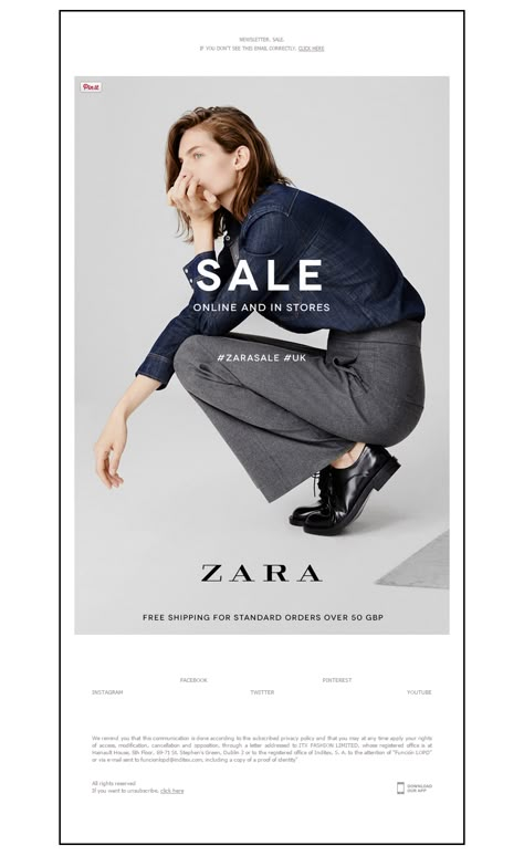 Zara Sale Online and in store Email Zara Sale Poster, Zara Newsletter, Fashion Lookbook Design, Sale Newsletter, Zara Clothing, Lookbook Design, Zara Sale, Email Marketing Design Inspiration, Fashion Poster Design