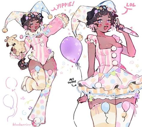 blueberri °• | Adopt 🥳🎈 ( openn!! ) im so sleepyy ੈ♡˳ sb; $25 ab; none ! tysm in advance, even if u don't bid!! 💙 t a g s ... #adopts #adoptables… | Instagram Character Inspo Drawing, Cute Clown Oc, Cute Oc Ideas, Cute Art Styles Aesthetic, Cute Oc Art, Art Adopts, Clown Oc Art, Oc Adopts, Oc Adoptables