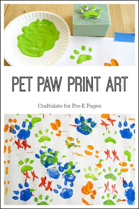 Preschool Pets Unit, Paw Print Painting, Preschool Pet Activities, Painting Activity For Kids, Dog Paw Print Art, Paw Print Art, Pet Theme, Pets Preschool Theme, Pet Paw Print