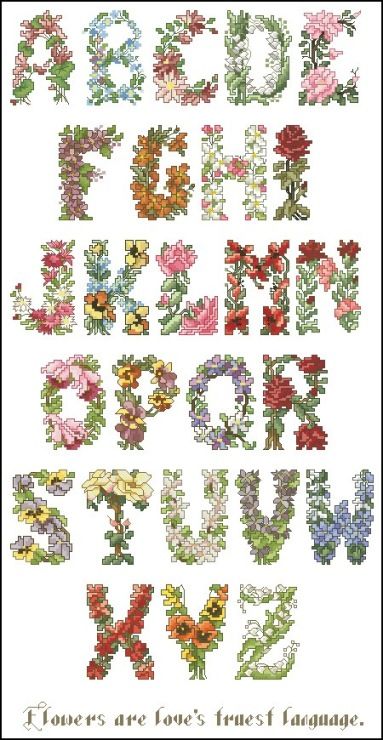 Stitch Letters, Cross Stitch Letters, Embroidery Alphabet, Flower Alphabet, Disney Cross Stitch, Cross Stitch Alphabet, Canvas Crafts, Cross Stitch Flowers, Close Image