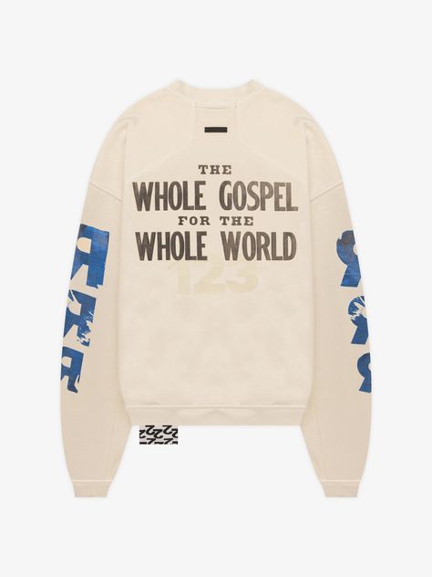 The second concept from FEAR OF GOD x RRR 123 is made in a limited edition crewneck sweatshirt that highlights the unique stylized graphics of Rivington roi Rebis. Fear Of God Hoodie, Crewneck Streetwear, Address Label Template, Ouran Highschool Host Club, Essentials Fear Of God, Christian Merch, Brand Concept, Address Label, Fear Of God