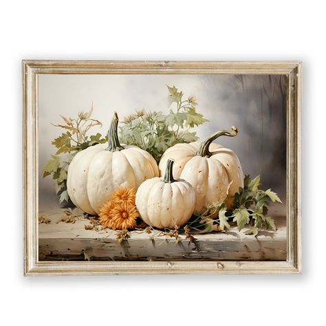 Pumpkin Still Life, Pumpkin Paintings, Halloween Kunst, Fall Wall Decor, Autumn Magic, Fall Art, Fall Wall Art, Vintage Fall, Autumn Decor