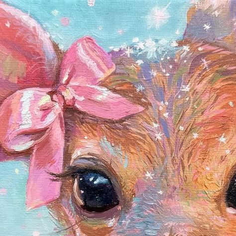 Coquette Animals Painting, Painting Ideas Coquette, Wallpapers For Winter, Emily Dunlap, Pink Christmas Painting, Coquette Painting Ideas, Painting Ideas Winter, Cute Art Styles Aesthetic, Painting Ideas Animals