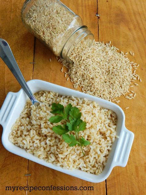 Brown Rice Dishes, Baked Brown Rice, Oven Rice, Rice In The Oven, Brown Rice Recipes, Oven Recipes, Pizza Pasta, Rice Dishes, 21 Day Fix