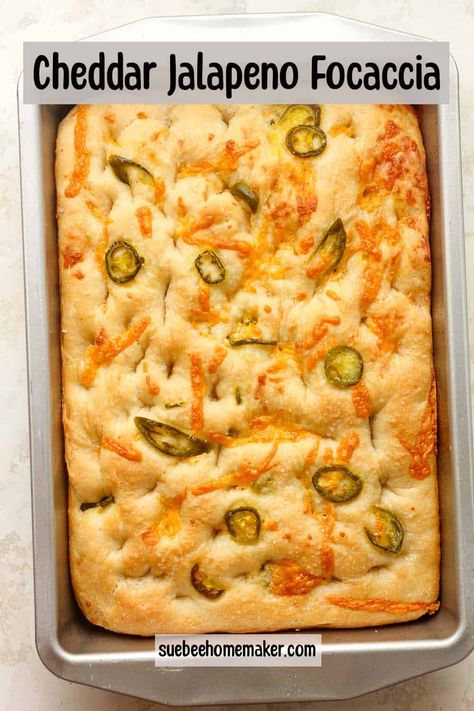 Cheddar Bread Recipe, Homemaker Recipes, Jalapeno Cheese Bread, Foccacia Recipe, Foccacia Bread, Sourdough Bread Sandwiches, Focaccia Bread Recipe, Jalapeno Recipes, Focaccia Recipe