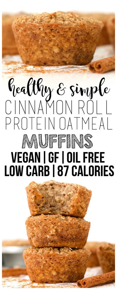 Protein Oatmeal Muffins, Muffin Vegan, Low Carb Low Calorie, Cinnamon Roll Muffins, Protein Oatmeal, Healthy Breakfast Muffins, Low Carb Low Fat Recipes, Protein Dinner, Vegan Muffins