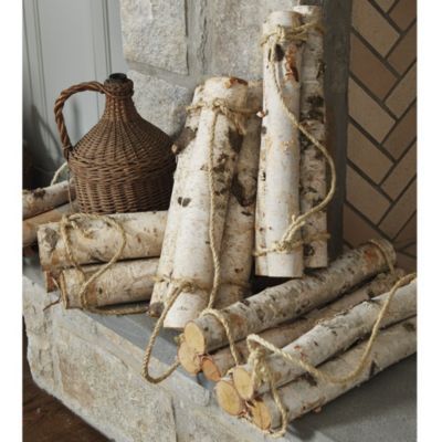 Birch Log Bundles | Ballard Designs Unused Fireplace, Birch Logs, Foam Paint, Natural Accessories, Christmas Front Porch, Jute Rope, Ballard Designs, Fireplace Decor, Elegant Homes