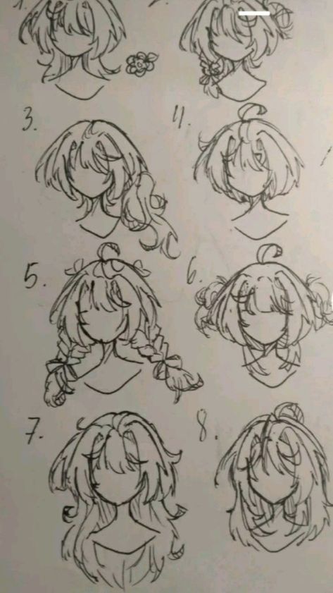 Cute Art Sketches Easy, Hair Tips Drawing, Drawing Ideas Hair Hairstyles, Wolf Cut Drawing Reference, Cute Hairstyles Drawings, Hair Designs Drawing, Anime Hair Ideas, Art Reference Hair, Wolfcut Drawing