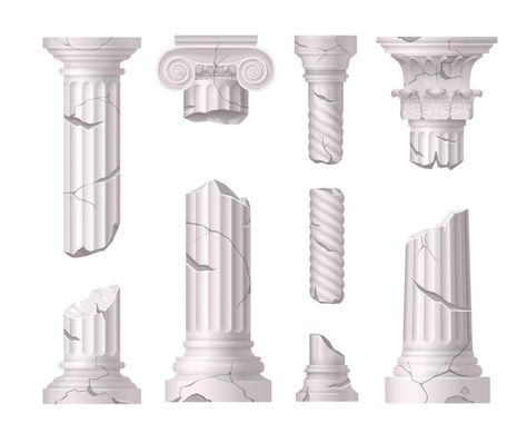 How To Draw Pillars, Piler Designs, Pillar Drawings, Pillar Illustration, Classical Decor, Marble Pillar, Roman Columns, Broken White, Inspirational Design